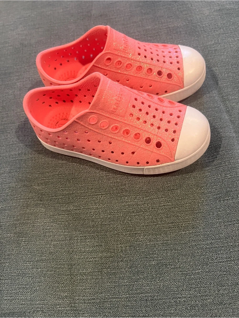 Native Kids Water Shoes in Coral with White Toe